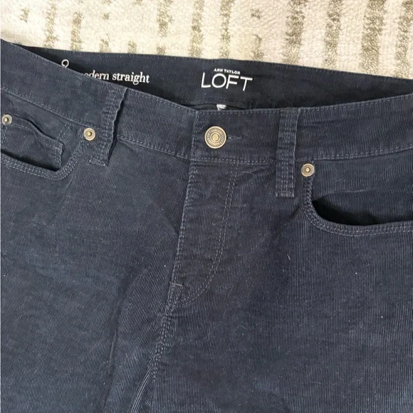 Ann Taylor loft modern straight dark blue corduroy pants size 8 - Picture 2 of 4
